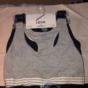 IZOD | TWO PACK BRALETTE/SPORTS BRA | GREY & BLACK